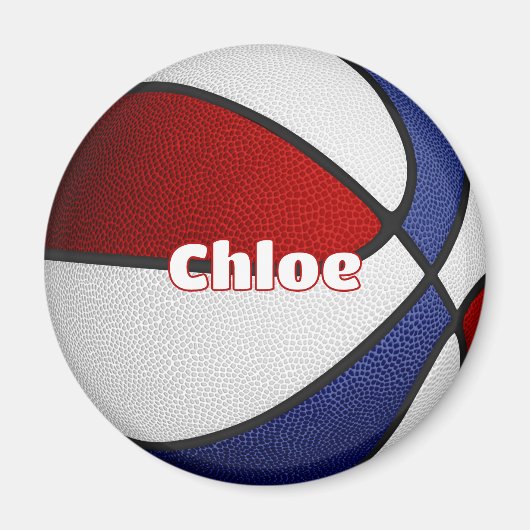 Meisjes Jongens Basketbal Rood Wit Blauw Team kleu Magneet (Voorkant)