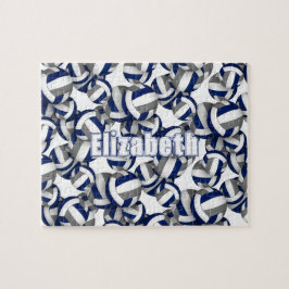 Meisjes Jongens Blauw Grijs Volleybal Team Kleuren Legpuzzel