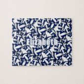 meisjes jongens blauw wit volleybal team kleuren legpuzzel (Horizontaal)