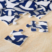 meisjes jongens blauw wit volleybal team kleuren legpuzzel (Zijkant)