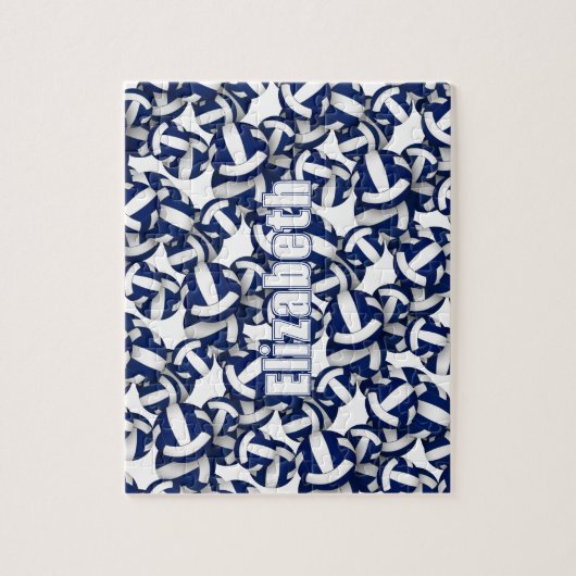 meisjes jongens blauw wit volleybal team kleuren legpuzzel (Verticaal)