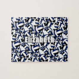 meisjes jongens blauw zwart volleybal team kleuren legpuzzel