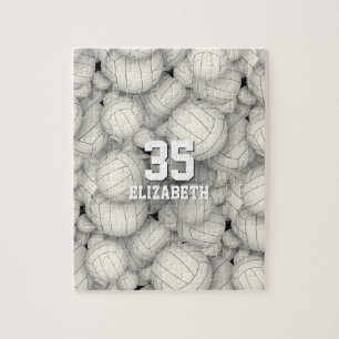 meisjes jongens een stel volleyballen legpuzzel
