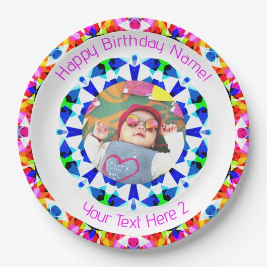 Meisjes Jongens Gelukkige Verjaardagsster Custom A Papieren Bordje (Voorkant)