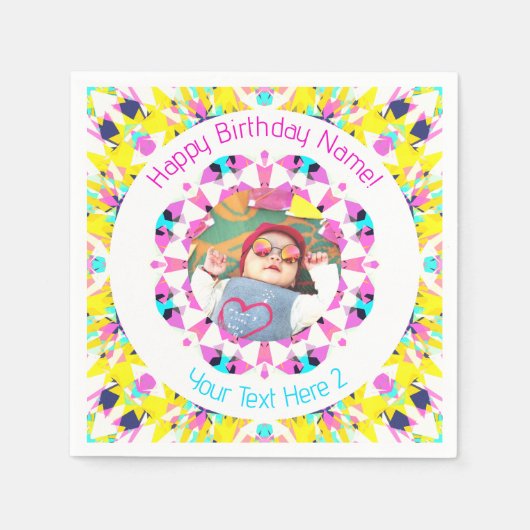 Meisjes Jongens Gelukkige Verjaardagsster Custom A Servet (Voorkant)