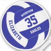 meisjes jongens gepersonaliseerd blauw witvolleyba sticker (Voorkant)