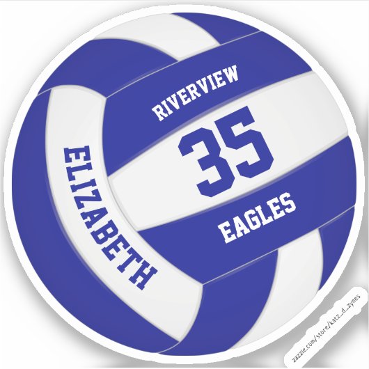 meisjes jongens gepersonaliseerd blauw witvolleyba sticker (Voorkant)