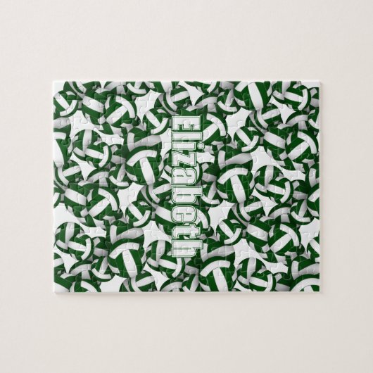 Meisjes Jongens Groen Wit Volleybal Sport Spelletj Legpuzzel (Horizontaal)