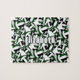 meisjes jongens groen zwart volleybal team kleuren legpuzzel
