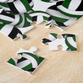 meisjes jongens groen zwart volleybal team kleuren legpuzzel (Zijkant)