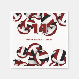 Meisjes Jongens Maroon Black volleyballen verjaard Servet