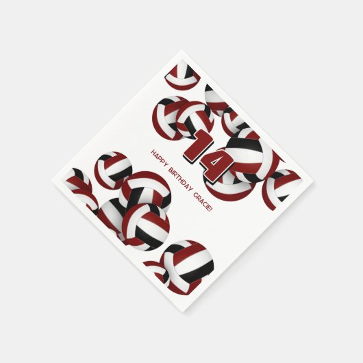 Meisjes Jongens Maroon Black volleyballen verjaard Servet (Hoek)