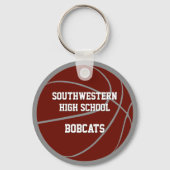 Meisjes jongens maroon grijs team kleuren basketba sleutelhanger (Achterkant)