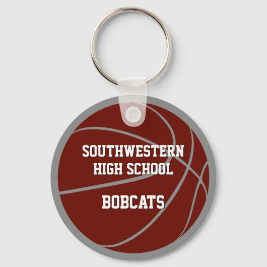 Meisjes jongens maroon grijs team kleuren basketba sleutelhanger (Achterkant)