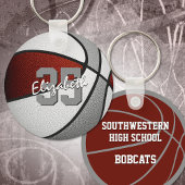 Meisjes jongens maroon grijs team kleuren basketba sleutelhanger