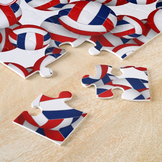 Meisjes Jongens Naam Rood Blauw Volleybal Team Kle Legpuzzel (Zijkant)