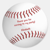 meisjes jongens softbal honkbal partij dank u ronde sticker (Voorkant)