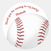 meisjes jongens softbal honkbal partij dank u ronde sticker (Voorkant)