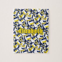 Meisjes Jongens Sport Blauw Goud Volleybal Team Kl Legpuzzel
