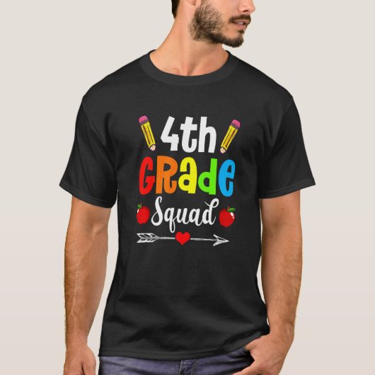 Meisjes Jongens Vierde Klas Squad Docent St T-shirt (Voorkant)