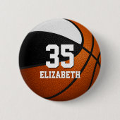 Meisjes jongens zwart wit basketbal team kleuren ronde button 5,7 cm (Voorkant)