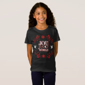 Meisjes Joy aan de Wereld Kerstmis Zwarte T-shirt (Voorkant volledig)