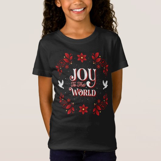 Meisjes Joy aan de Wereld Kerstmis Zwarte T-shirt (Voorkant)