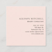 Meisjes kalligrafieminimaliste astel Blush Pink Vierkante Visitekaartje (Achterkant)