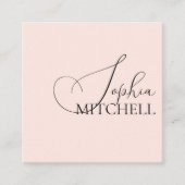 Meisjes kalligrafieminimaliste astel Blush Pink Vierkante Visitekaartje (Voorkant)