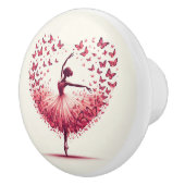 Meisjes Kamer Ballet Ballerina Roze en Wit Keramische Knop (Rechts)