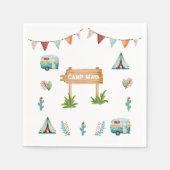 Meisjes kamperen avontuur sluimer verjaardagsfeest servet (Voorkant)