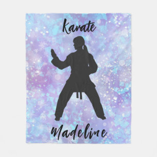 Meisjes Karate Blue Paars gepersonaliseerd Fleece Deken