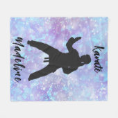 Meisjes Karate Blue Paars gepersonaliseerd Fleece Deken (Voorkant (Horizontaal))