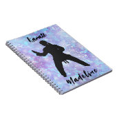Meisjes Karate Blue Paars gepersonaliseerd Notitieboek (Rechterzijde)