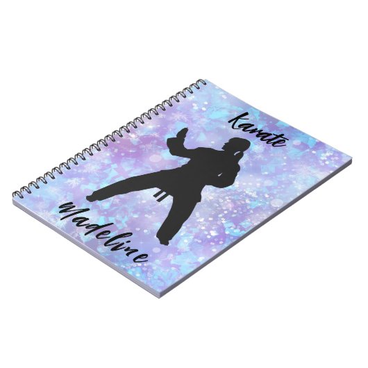 Meisjes Karate Blue Paars gepersonaliseerd Notitieboek (Linkerzijde)