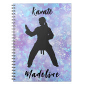 Meisjes Karate Blue Paars gepersonaliseerd Notitieboek (Voorkant)
