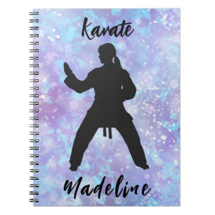 Meisjes Karate Blue Paars gepersonaliseerd Notitieboek