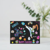 Meisjes Karate Happy Easter Decoratief Briefkaart (Staand voorkant)