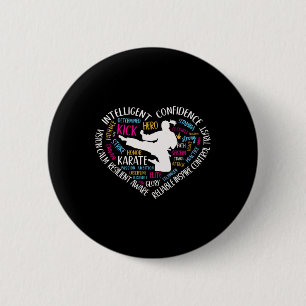 Meisjes Karate Hart voor Tiener Vrouwen Love Marti Ronde Button 5,7 Cm