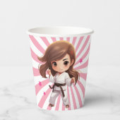 Meisjes Karate Martial Arts Verjaardagsfeest Papieren Bekers (Achterkant)