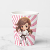 Meisjes Karate Martial Arts Verjaardagsfeest Papieren Bekers (Voorkant)