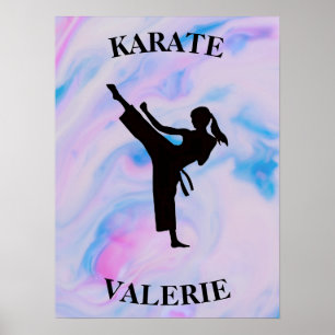 Meisjes Karate Pastel Swirl Poster