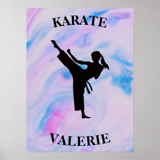 Meisjes Karate Pastel Swirl Poster (Voorkant)