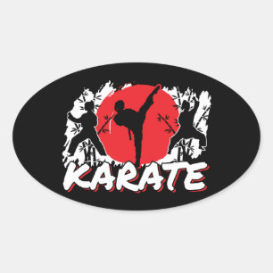 Meisjes Karate - Patriottisch Japan Japans thema Ovale Sticker