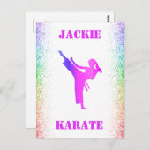Meisjes Karate Rainbow Speckles Briefkaart (Voorkant / Achterkant)