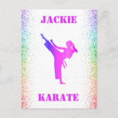 Meisjes Karate Rainbow Speckles Briefkaart (Voorkant)