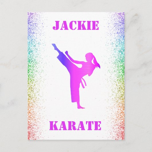 Meisjes Karate Rainbow Speckles Briefkaart (Voorkant)