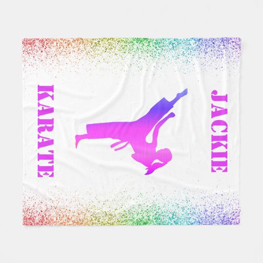 Meisjes Karate Rainbow speckles Fleece Blanket (Voorkant (Horizontaal))