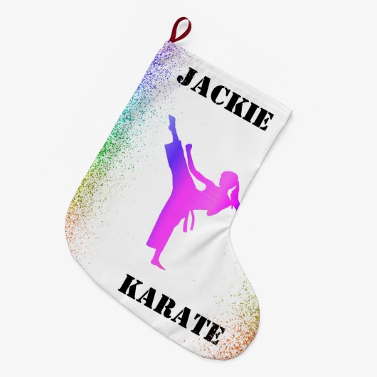 Meisjes Karate Rainbow Speckles Grote Kerstsok (Voorkant (Hangend))