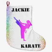 Meisjes Karate Rainbow Speckles Grote Kerstsok (Voorkant)